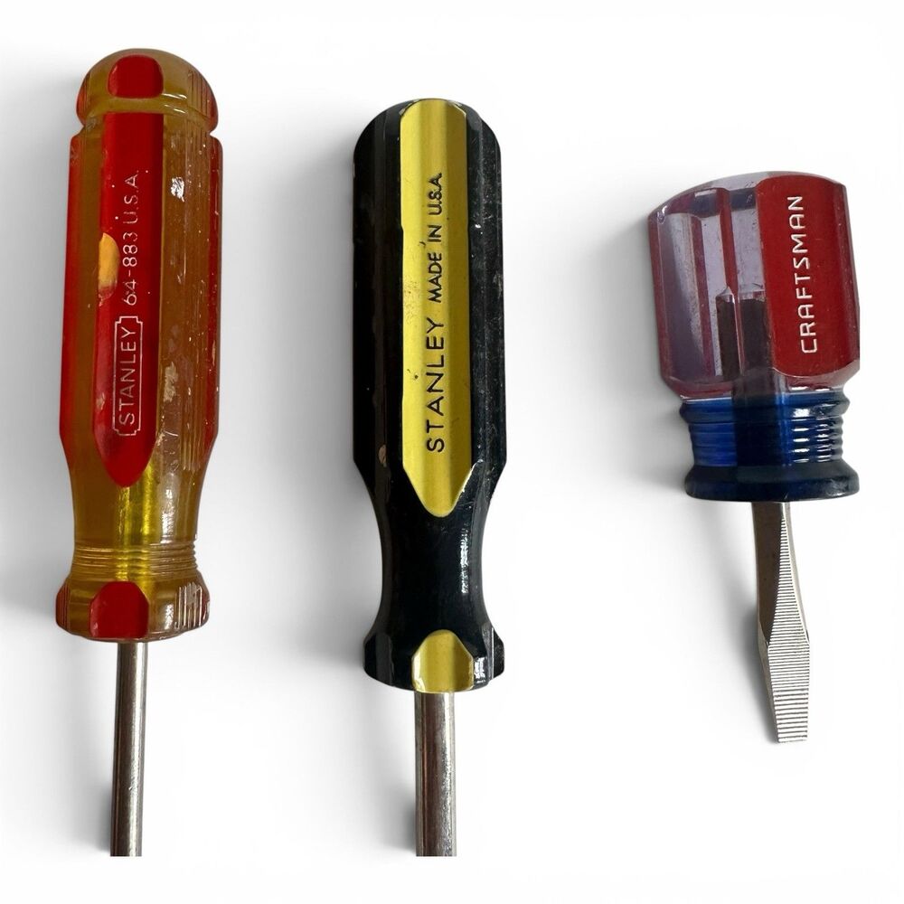 Vintage Stanley Craftsman USA Screwdriver Lot Stubby Set 64-842 64-883 CMHT65020 - Picture 5 of 6